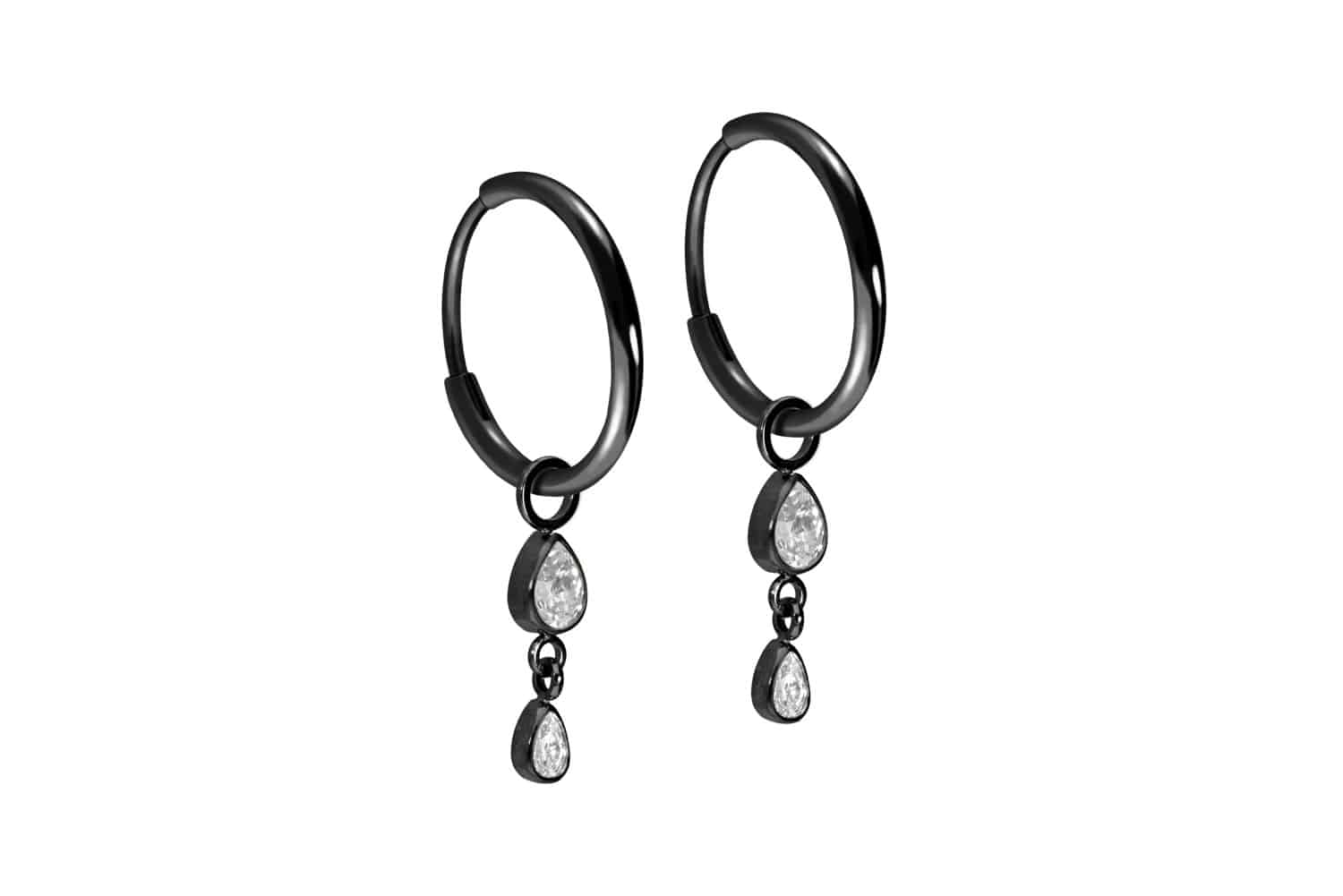 Titan Ohrclicker Creolen 2 KRISTALLTROPFEN von Piercingline